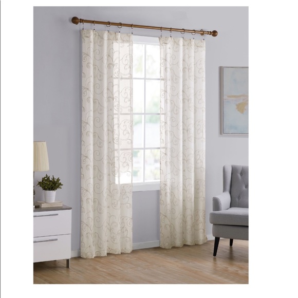 12 Embroidered ivory sheer curtains